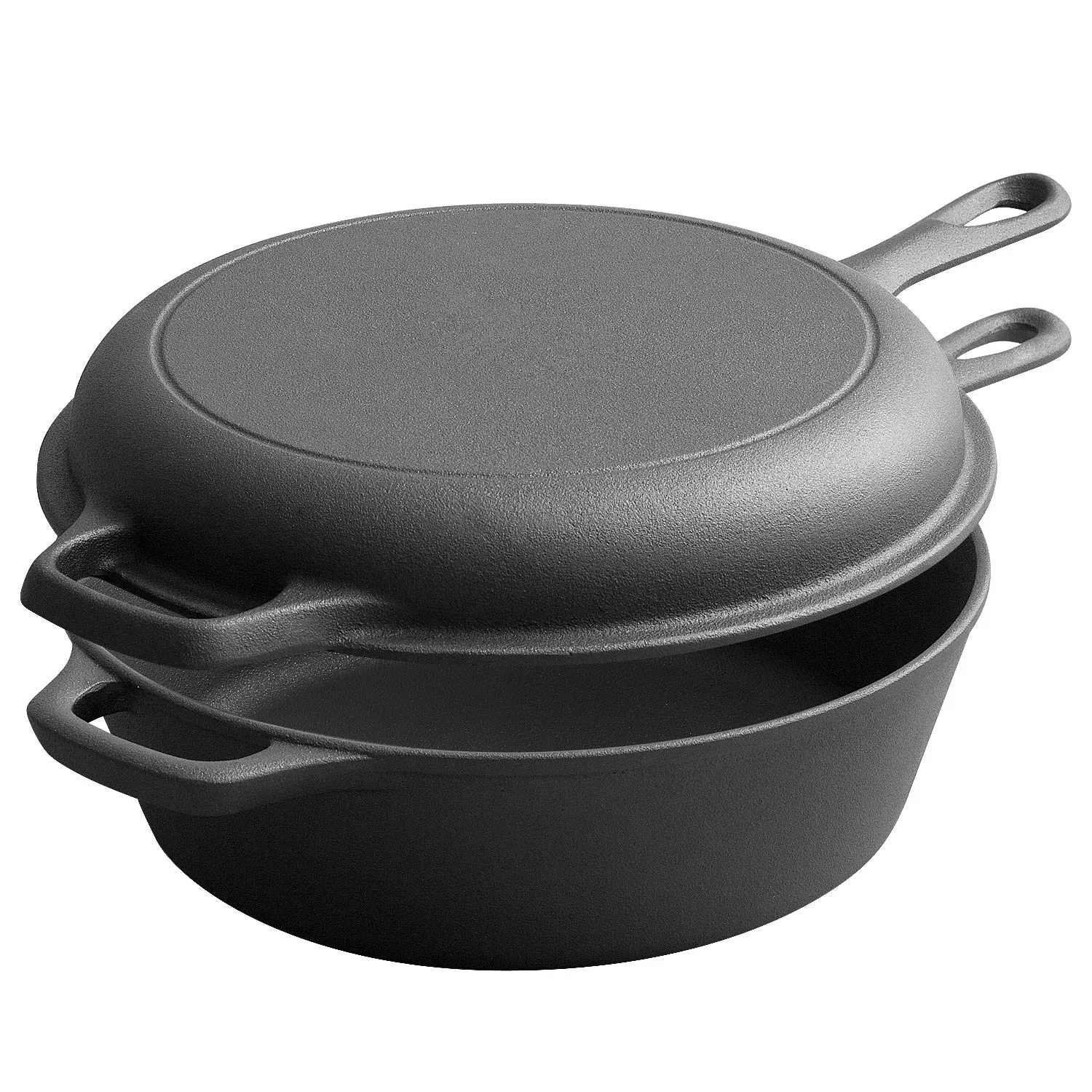2-in-1 Pre-Seasoned Cast Iron Dutch Oven Pot 10