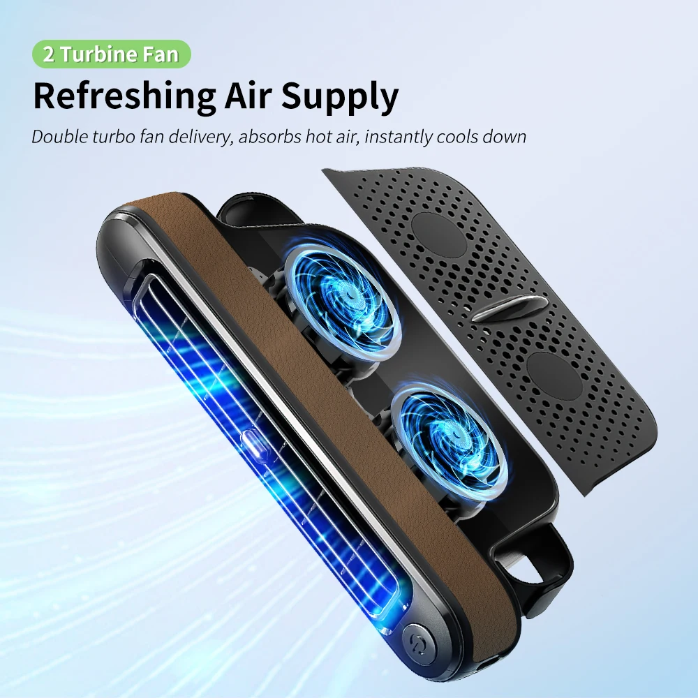 TOPEISHUNG-ventilador de refrigeración para asiento trasero de coche, 3 velocidades, portátil, carga USB, doble cabezal, rotación, cuello, accesorios de verano