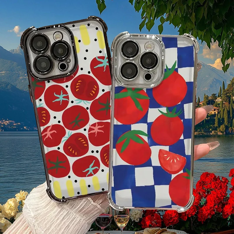 Cute Tomato Print Case for Samsung Galaxy A56 A53 A50 A36 A35 A34 A33 A32 A31 A26 A25 A24 A23 A22 A16 A15 A14 A13 5G 4G Cover