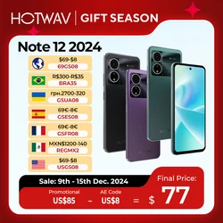 HOTWAV Note 12 2024 Smartphone 6.8'' Large Display Android 14 OS 16(6+10)GB 128GB Mobile Phone 48MP 5160mAh Ultra-Thin Cellphone