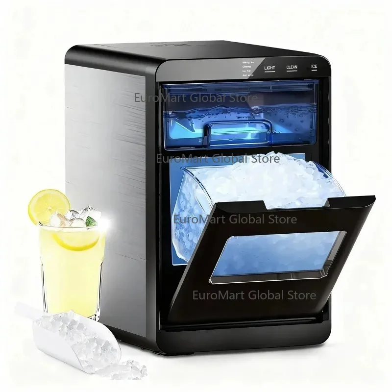 

Nugget Ice Maker Countertop 44bs/24H Self-Cleaning Chewable Pellet Ice Machine with Ice Scoop & Basket for Home/Kitchen/Party