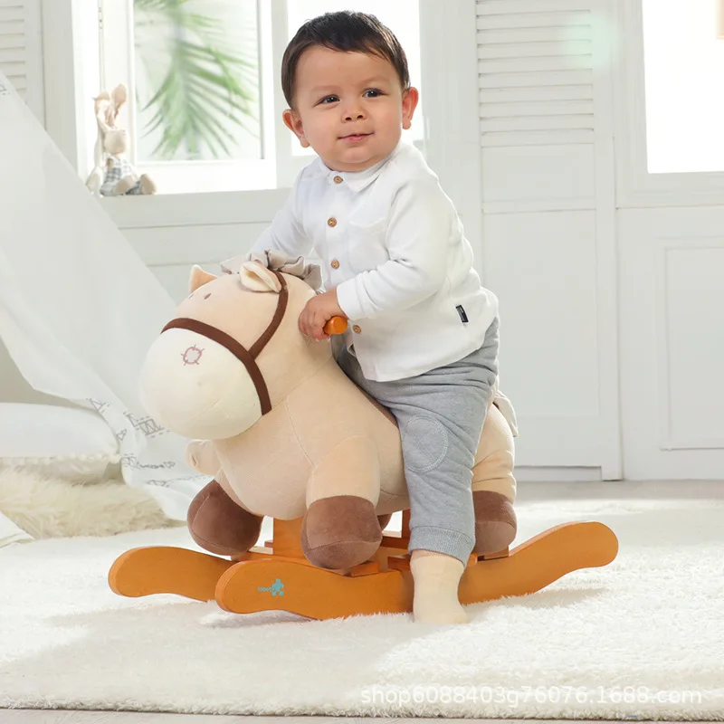 Rocking horse kids rocking chair for boys and girls baby solid wood toys rocking horse rocker first birthday gift