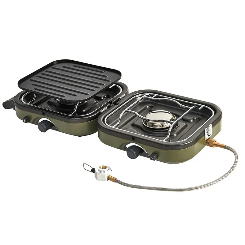 Multi Fuel Camping Stove Portable Two Burner Cookware Outdoor Picnic Bbq Grill Foldable Gas Stove High Power Cooking