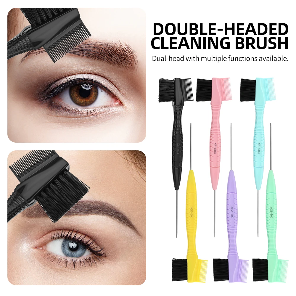 

Dual Ended Brow Tint & Cleanup Brush - Pointed Tip for Precise Lamination, Spoolie for Fixing, Waterproof, Easy Control