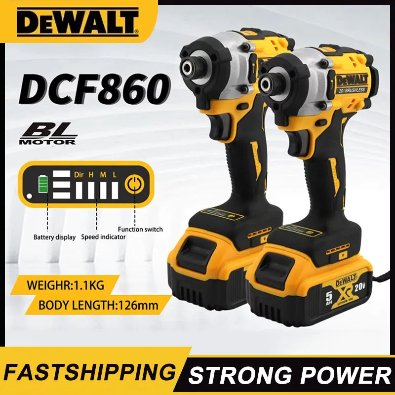 Dewalt-Perceuse/visseuse compacte sans fil DCF860, outils électriques rechargeables, perceuse électrique sans balais, tournevis amélioré, 20V