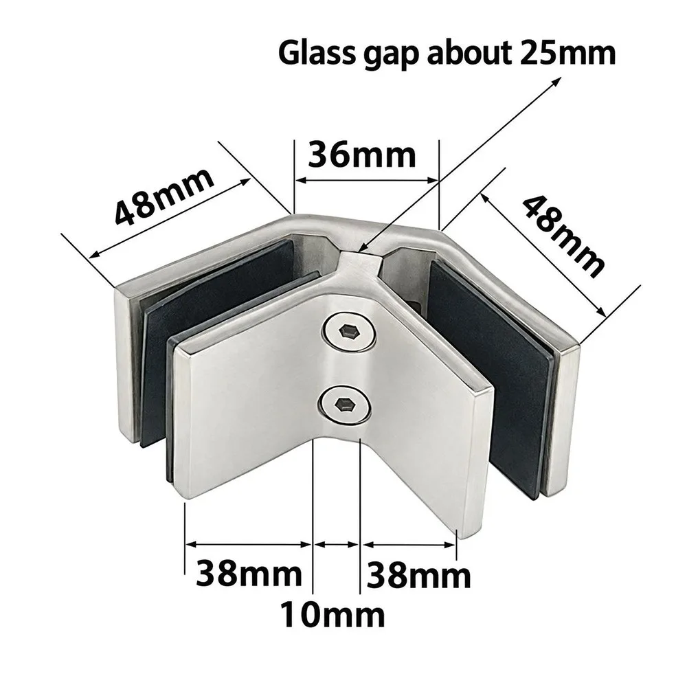 Stainless Steel Glass Clamp Bracket 90 Degree 180 Degree Stainless Steel Glass Clamp Satin Finish Heavy Duty