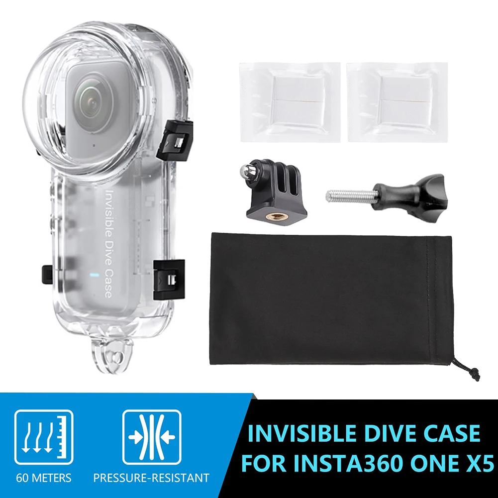 

60M Waterproof Camera Protective Case Underwater Diving Shell Housing Cover Invisible Dive Case for Insta360 X5 Camera Accessory