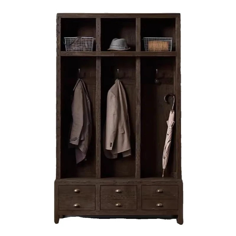 

Original single French country retro ash wood all solid wood wardrobe American style