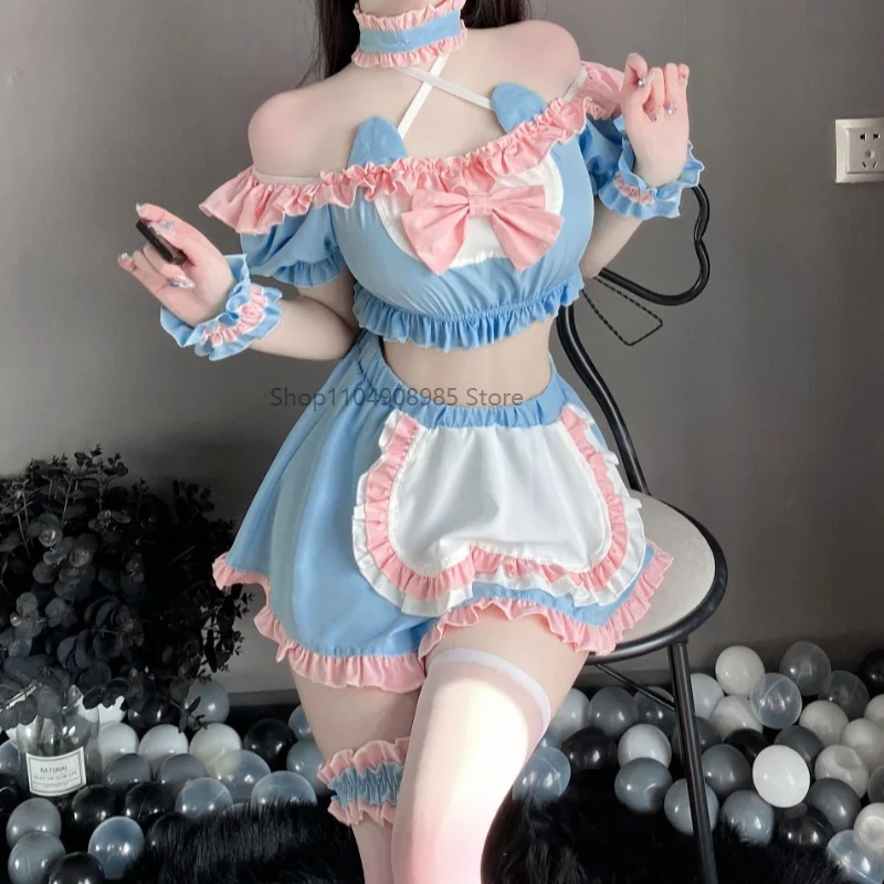 Japanese Lolita Sexy Costumes Maid Uniform Role Play Maid Dress Anime Cosplay Temptation Lingerie Exotic Cute Porno Bar Uniform