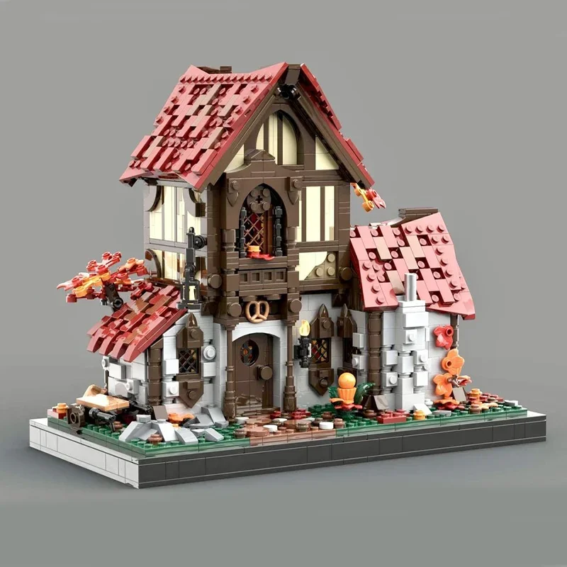 Nieuwe Moc Bouwstenen Middeleeuwse Architectuur Model Stad Bakkerij Modulaire Bouwstenen Gift Kinderspeelgoed DIY Montage Set