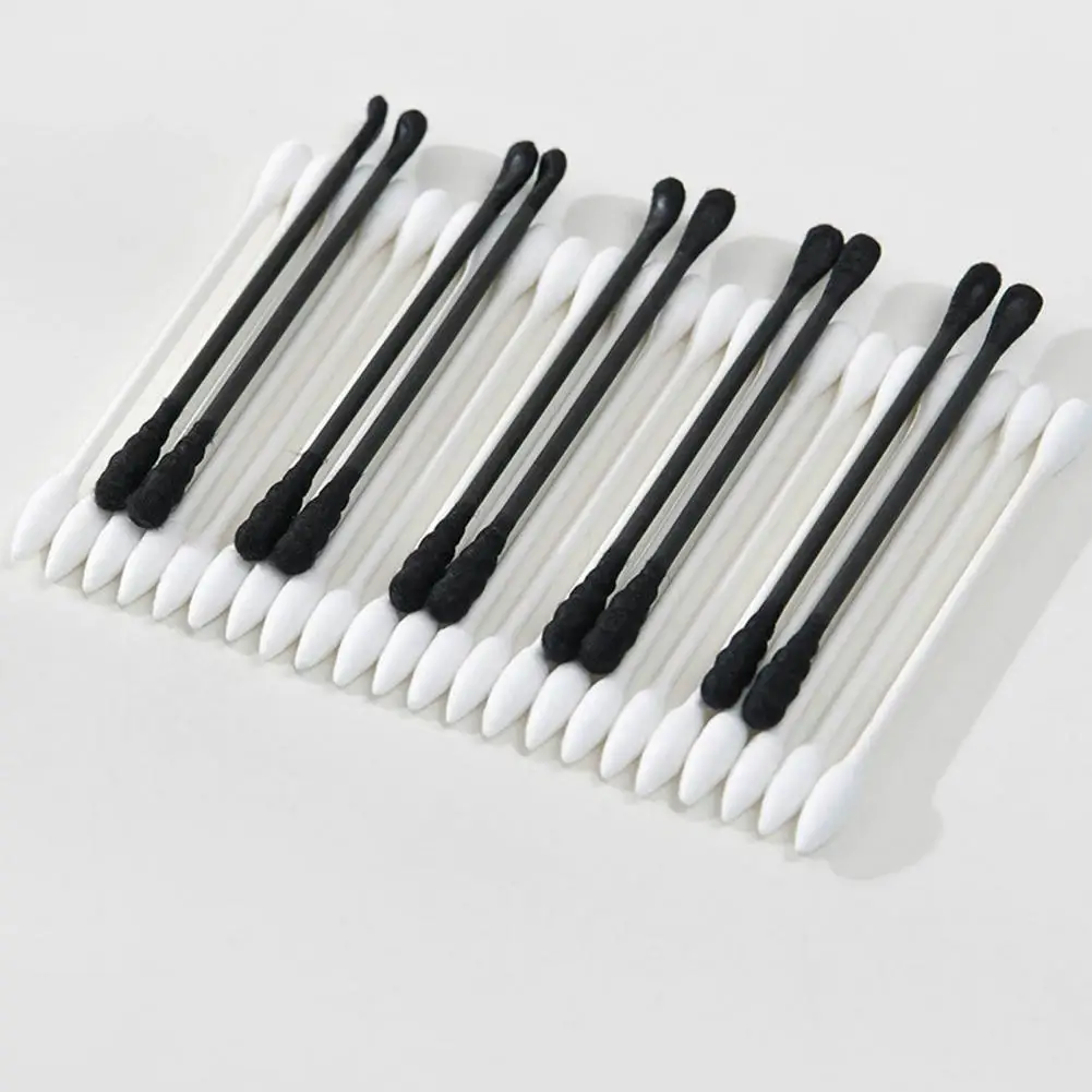 Cosmetic Swab High Toughness Cotton Swab Stick Easy to Pinch Ear Care  Smooth White Black Double Colors Cotton Swab