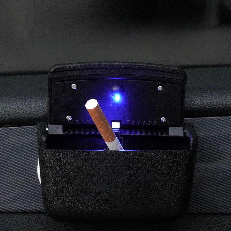 Universal Auto Cigarette Smokeless Portable Ash Tray Car Ashtray With Led Lights With Cover Creative Multi-function Car Supplies