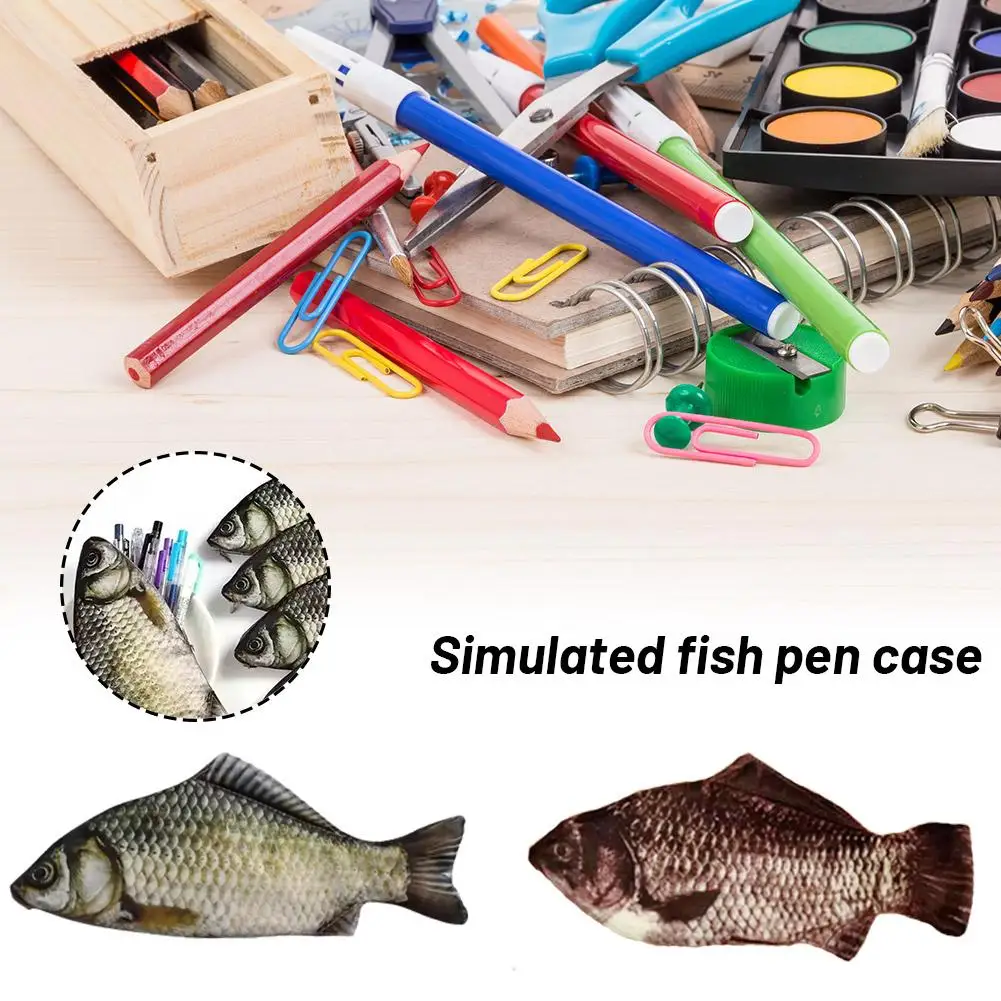 New Creative Simulated Salted Fish Pencil Case Large Stationery Bag School Pencils Supplies Pouch Cases Funny Capacity Penc A7S7