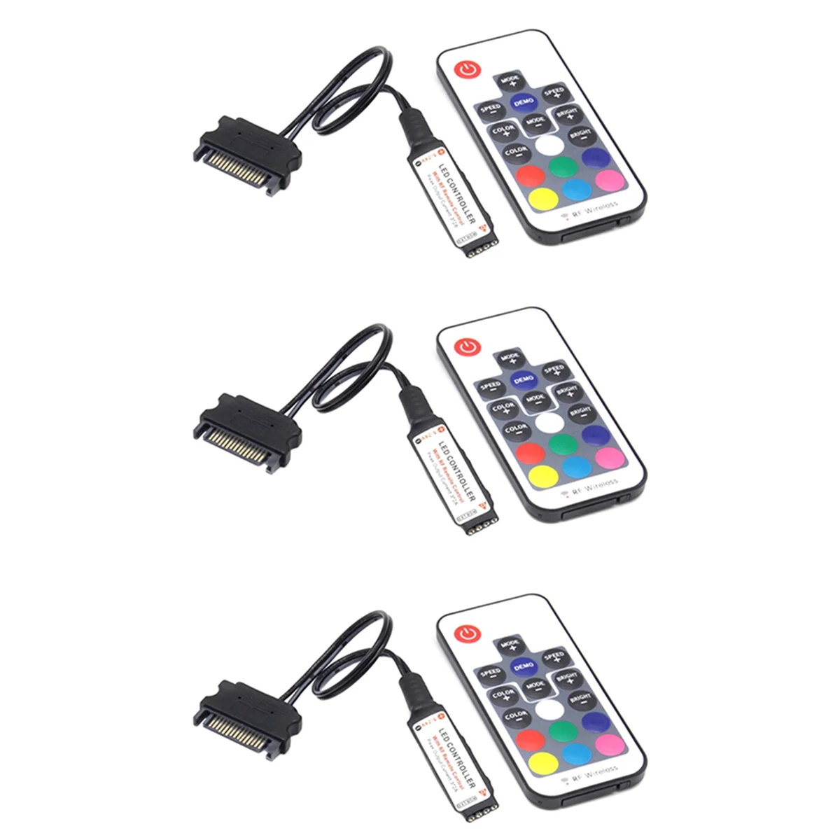 

3X RF17 Keys Remote DC 12V Wireless SATA RGB Controller for PC Computer Case 5050 RGB LED Strip Light