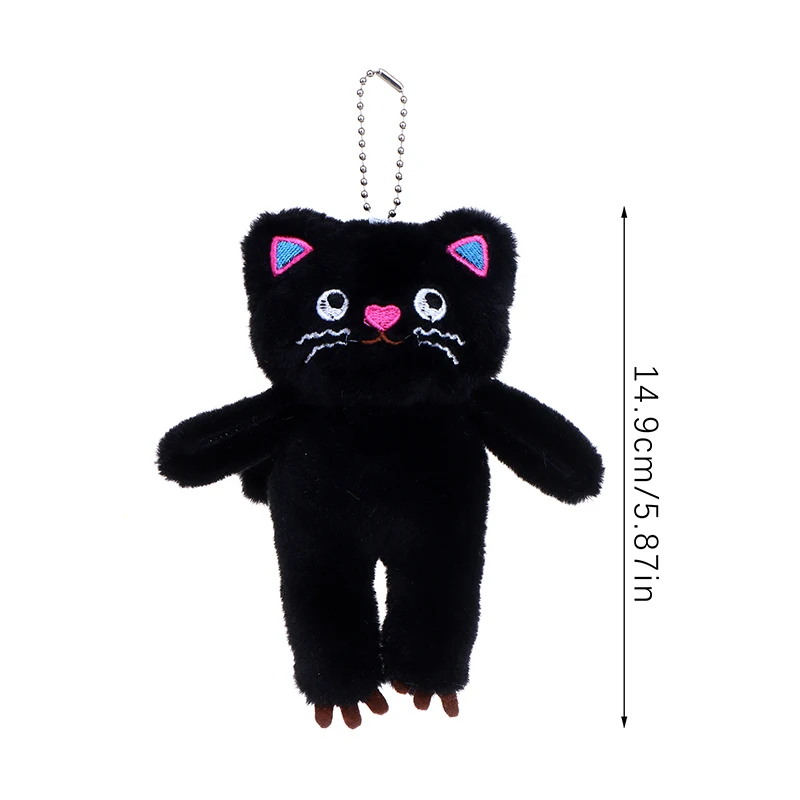 Cute Cat Keychain Plush Doll Toys Pendant Cartoon Little Black Cat Kitten Keyring Pendant Backpack Charms Bag Decor Child Gifts