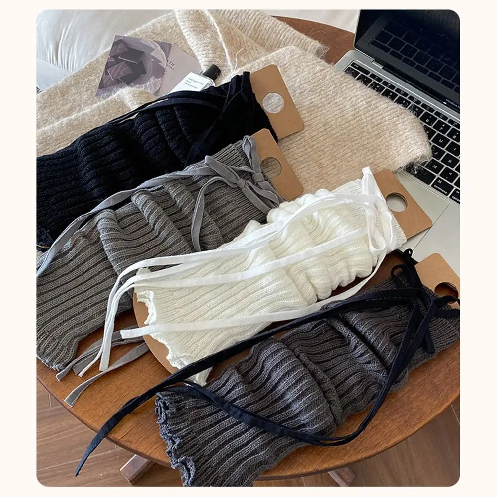 Sweet Solid Color Kids Lace Leg Warmers Knitted Lace Trim Foot Cover Elastic Soft Fabric Elastic Tube Socks Lolita Style