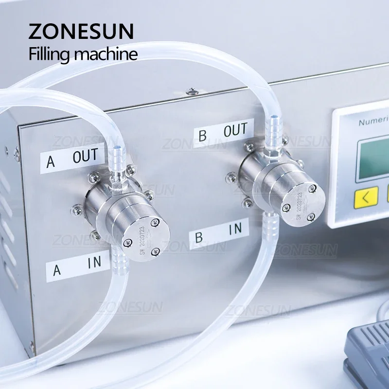 ZONESUN ZS-MP252W Semi Automatic Filling And Weighing Machine Liquor Toilet Cleaner Milk Perfume Strong Acid Double Heads Filler