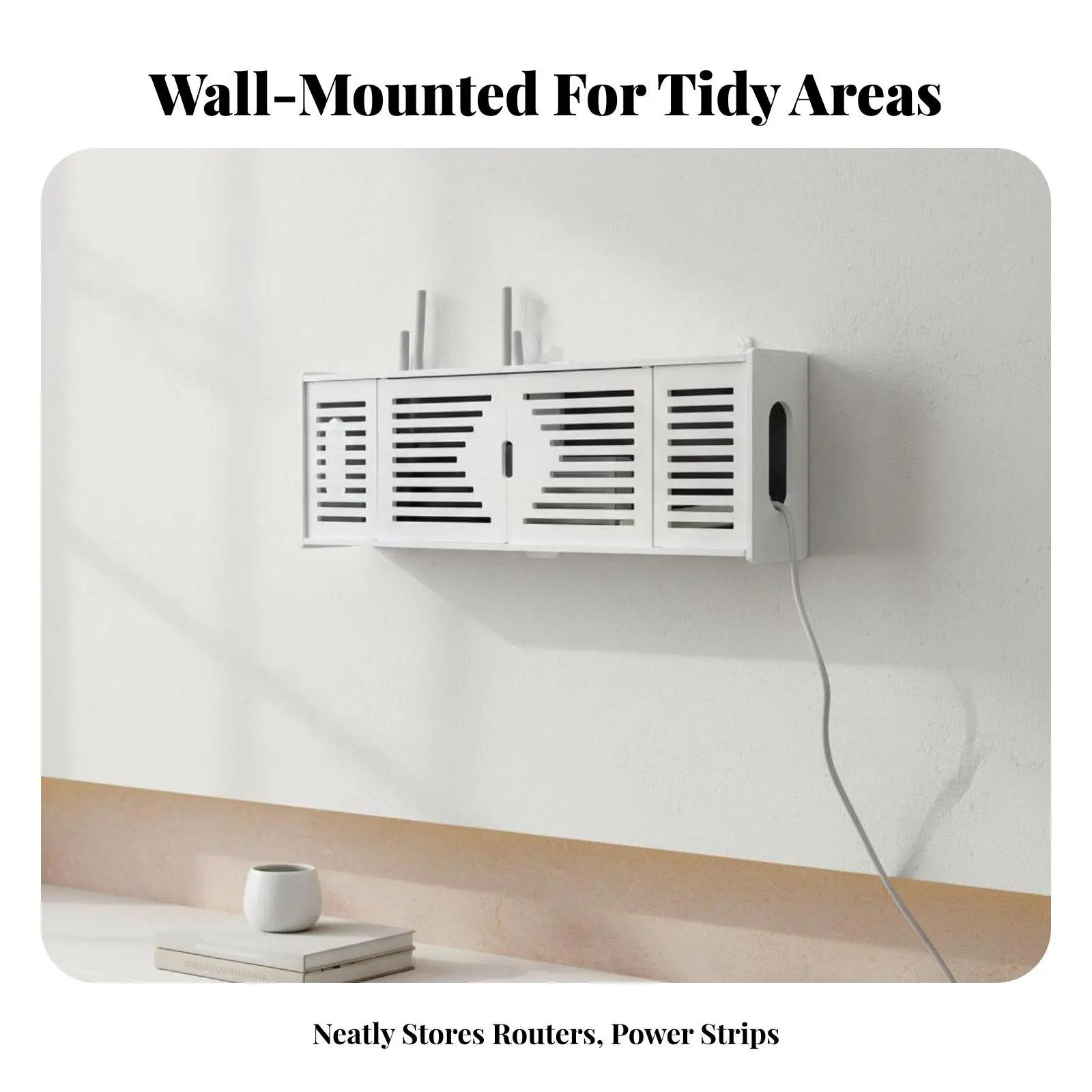 Wood Plastic Panel Wall Mounted Shelf Floating Storage Rack Display Shelving Unit for Bathroom Kitchen Home Decor