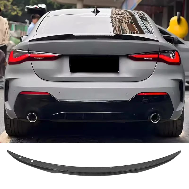 For BMW 2-door 4 Series G23 G83 M4 2020-IN M Style Dry Carbon Fiber Spoiler Glossy Convertible Car Rear Boot Lip Spoilers Cover