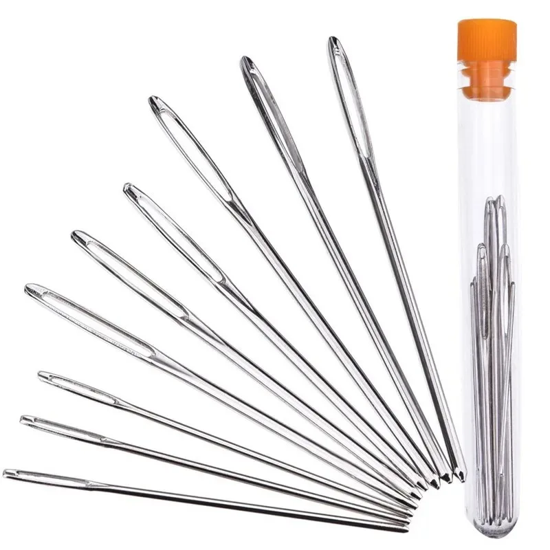 9pcs/Set Large Eye Needles Leather Sewing Needles Stainless Steel Needle Embroidery Tapestry Hand Sewing Accessories New