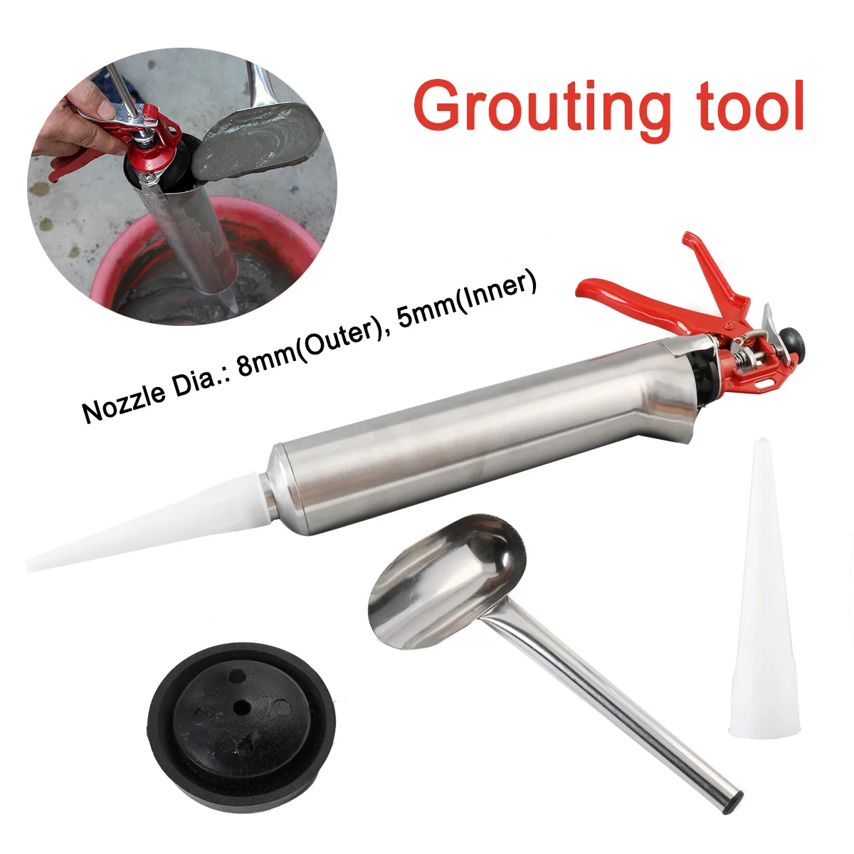 Stainless Steel Mortar Spot Grouting Gun Sprayer Grouting Mortar Sprayer Applicator Tool Cement Lime Wall Joint Guns