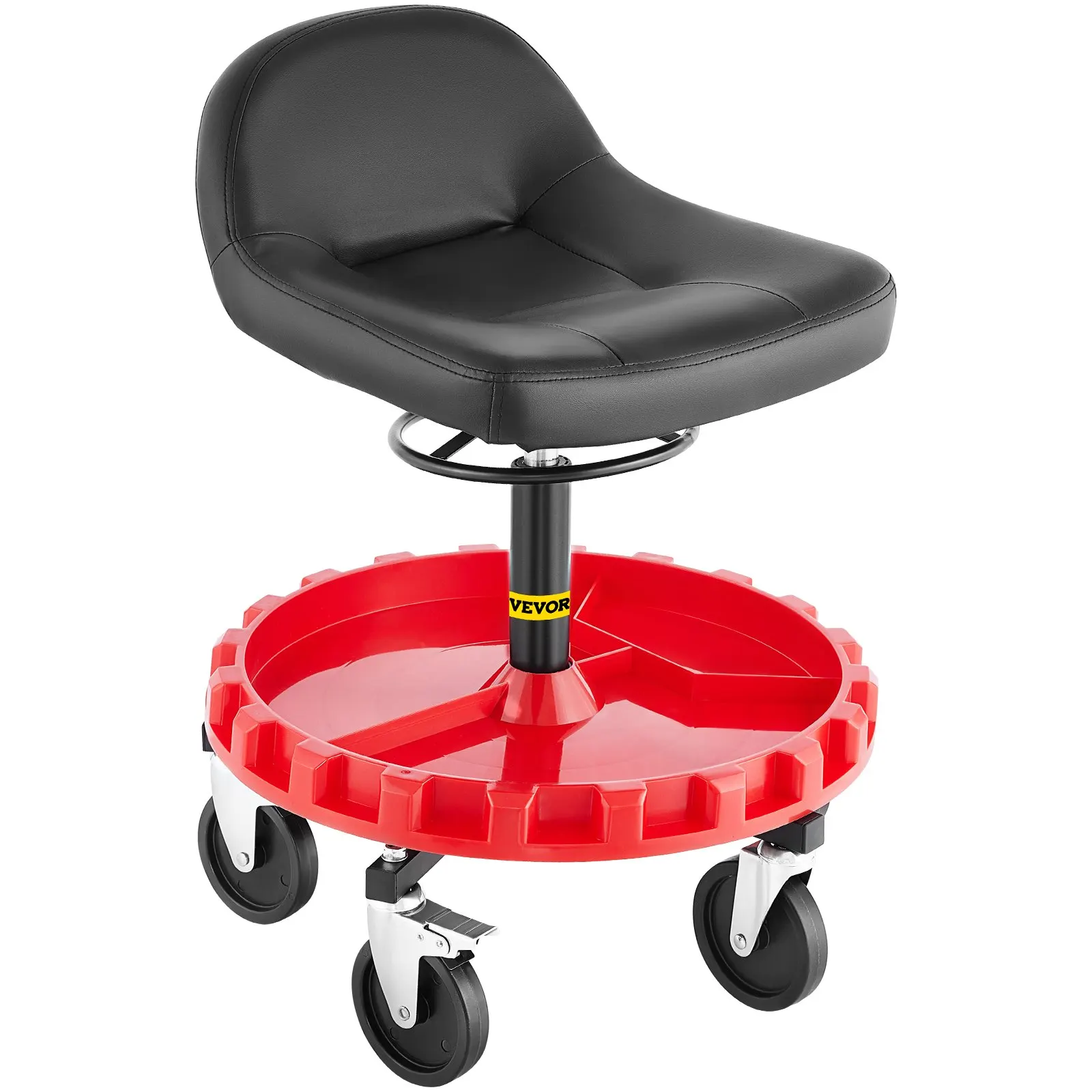 300 LBS Rolling Garage Stool, Adjustable Height Mobile Rolling Gear Seat, Round Tray Garage Pneumatic Stool,Casters