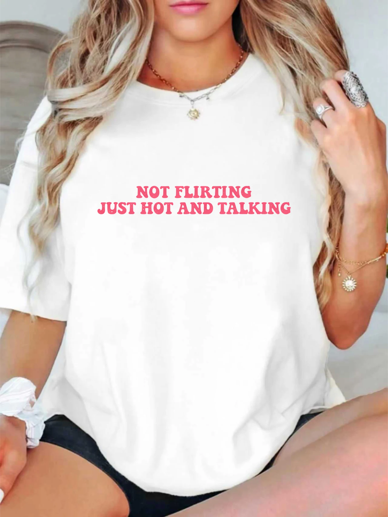 

【ZXH11412】English letter printed plus size women's round neck summer casual short sleeved street fashion versatile T-shirt