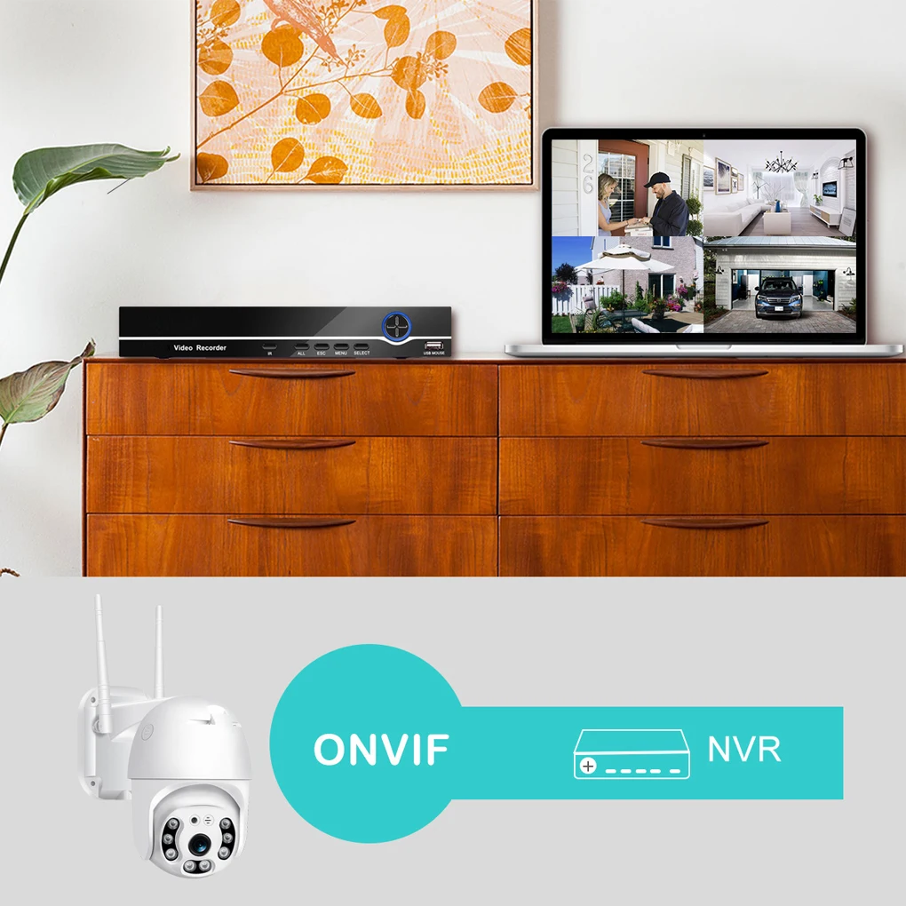 Security Camera WiFi Night View Human Detect 2304x1296P Camcorder 10/100M RJ45 Video Audio Surveillance Cam 3MP EU Plug