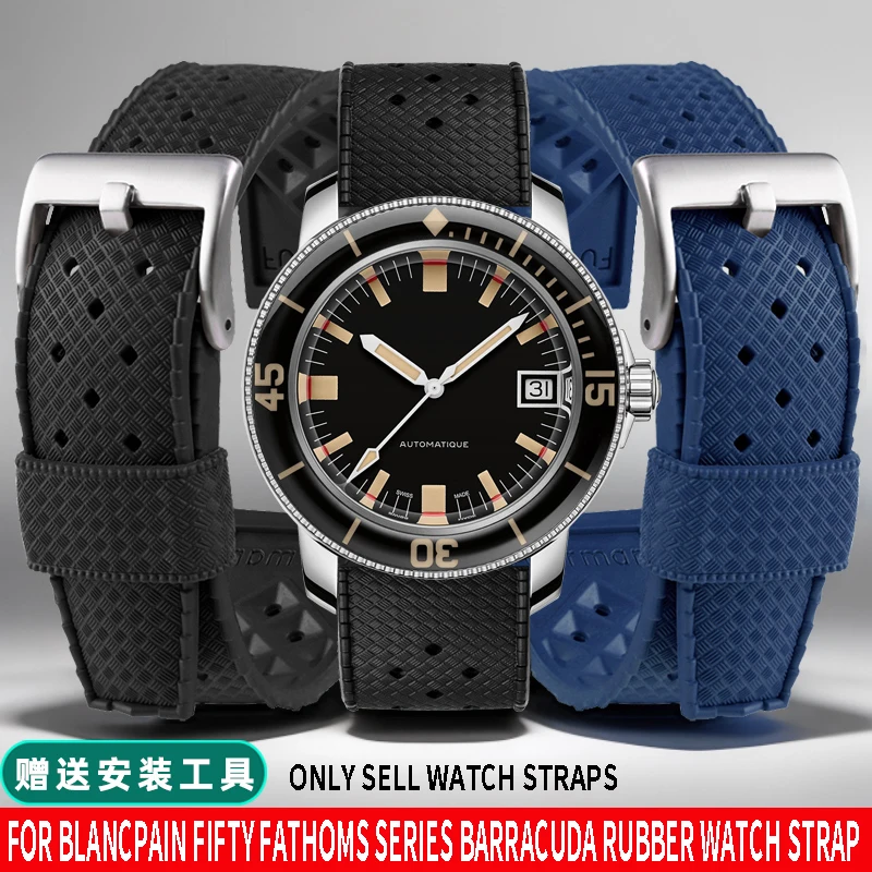 For Blancpain Barracuda Fifty Fathoms 5008B Rubber Watch Strap 20MM High quality Silicone Watch Band 20mm Breathable Bracelet