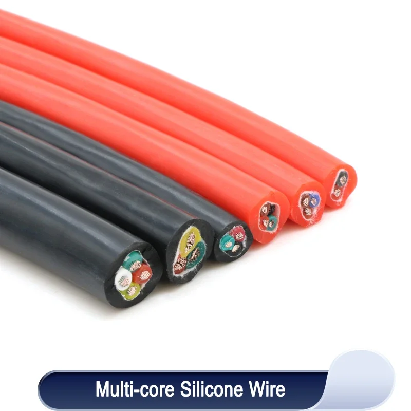 

1/5m Flexible Silicone Rubber Cable Sq 0.3 0.5 0.75 1 1.5 2 2.5mm x 2 3 4 6 Cores Insulated High Temperature Copper Wire