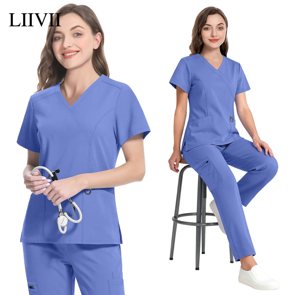 New Slim Fit Beauty Salon Spa Pet Shop Multicolour Workwear Women Scrubs Set Medical Uniforms Nurse Accessories Clinic Clothing