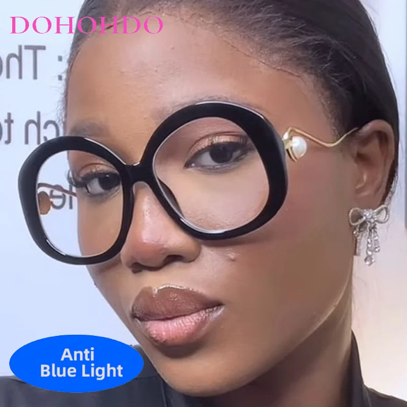 

Luxury Retro Brand Design Oversized Round Metal Frame Unisex Blue Light Optical Glasses For Women Computer Glasses For Gaming
