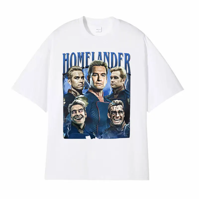 2025 نموذج جديد هوملاندر خمر الجرافيك تي شيرت ملابس للرجال Harajuku القوطية الكلاسيكية بلايز للجنسين عادية القطن المتضخم