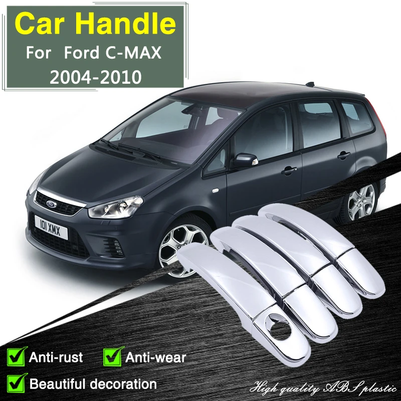 for Ford C-MAX C MAX CMAX MK1 2004 2005 2006 2007 2008 2009 2010 Chrome Door Handle Cover Car Accessories Rustproof Stickers Cap