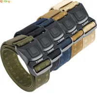 Quick Release Insert Buckle Men's Tactical Belt Sports Outdoor Canvas Belts, Men Nylon Workwear Clothing Pants Belt, 125cm