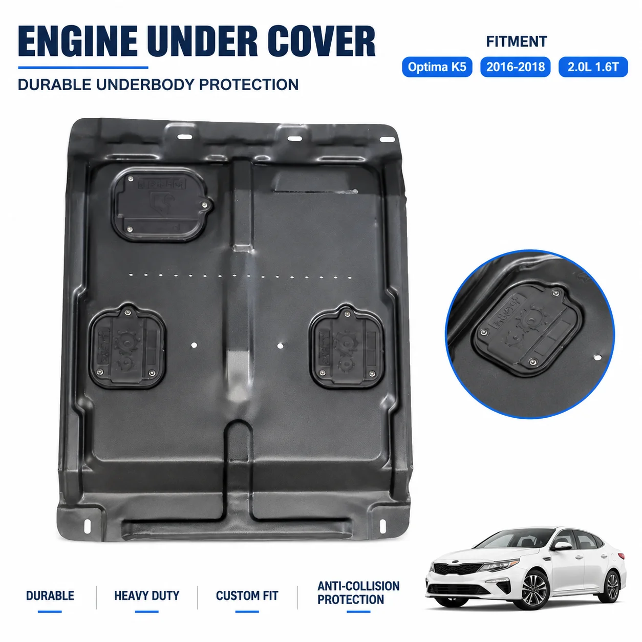 Under Engine Shield For Kia Optima K5 2016-2018 2.0L 1.6T Heavy Duty Underbody Protection Anti Collision Design Custom Fit