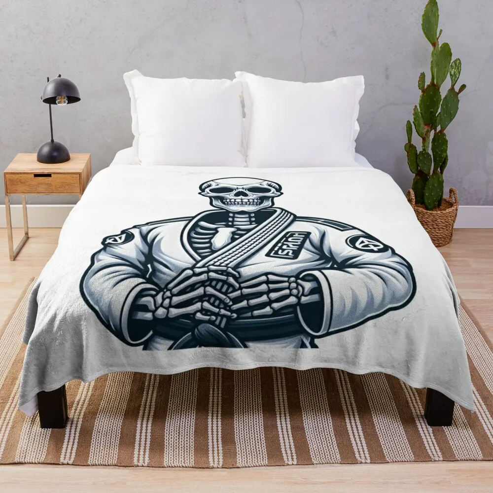 Brazilian Jiu Jitsu Skeleton Warrior: Ultimate BJJ Gear Throw Blanket Custom Multi-Purpose anime Blankets