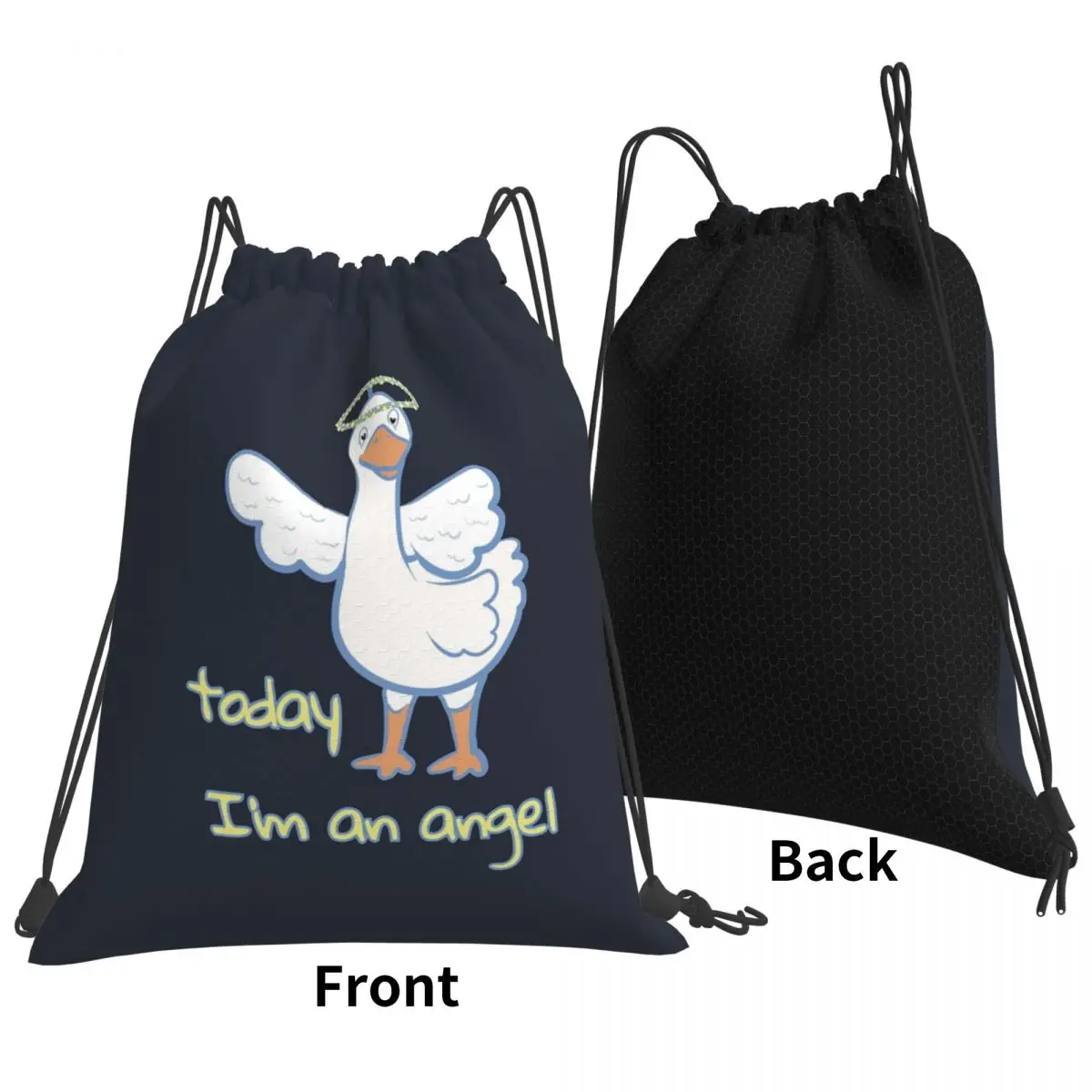 Today I'm An Angel Backpacks Portable Drawstring Bags Sundries Bag Book Bags for Travel School
