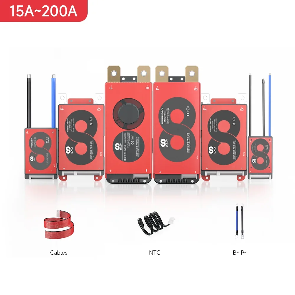 

Daly BMS Lifepo4 3S 4S 7S 8S 10S 16S BMS 20A 30A 40A 50A 60A 100A 150A 200A with NTC Ebike Camping Not Bluetooth Hardware
