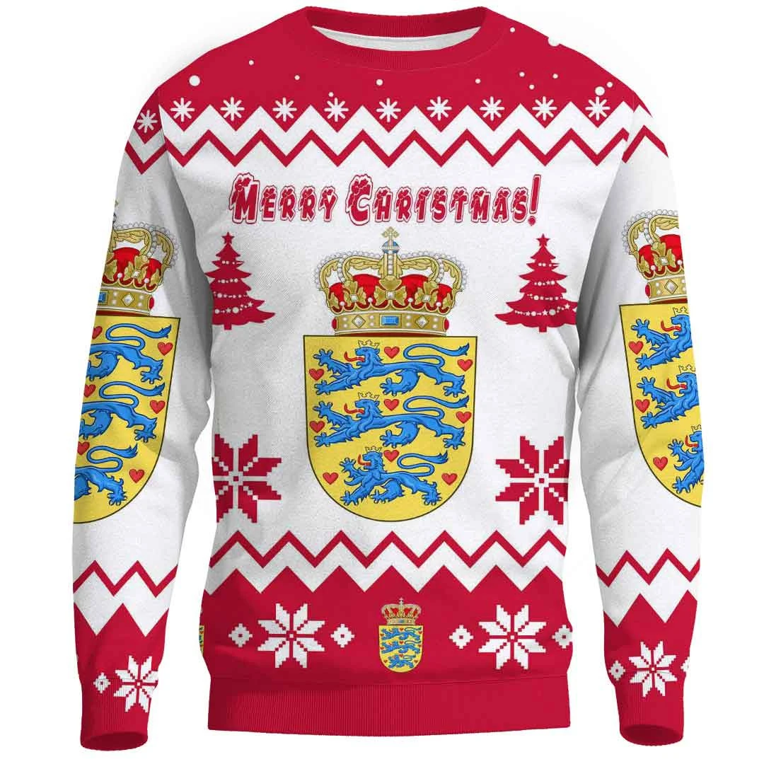 المملكة الدنمارك DK Falg بلوزات الجرافيك الخريف اليومية عادية Kongeriget الدنمارك ملابس منقوشة بكم طويل رجل البلوفرات القمم #2