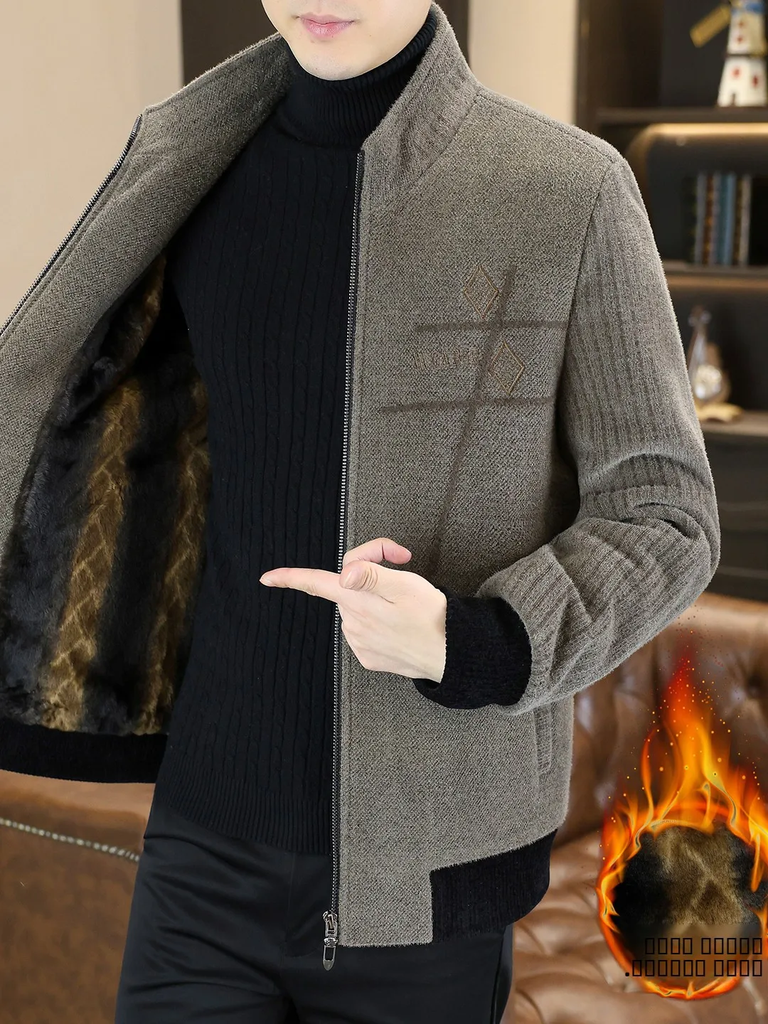 

Молодежное утепленное шерстяное пальто для мужчин с воротником-стойкой, зимняя куртка из теплой полиэстер-нейлоновой ткани, однотонная, повседневная, стильная