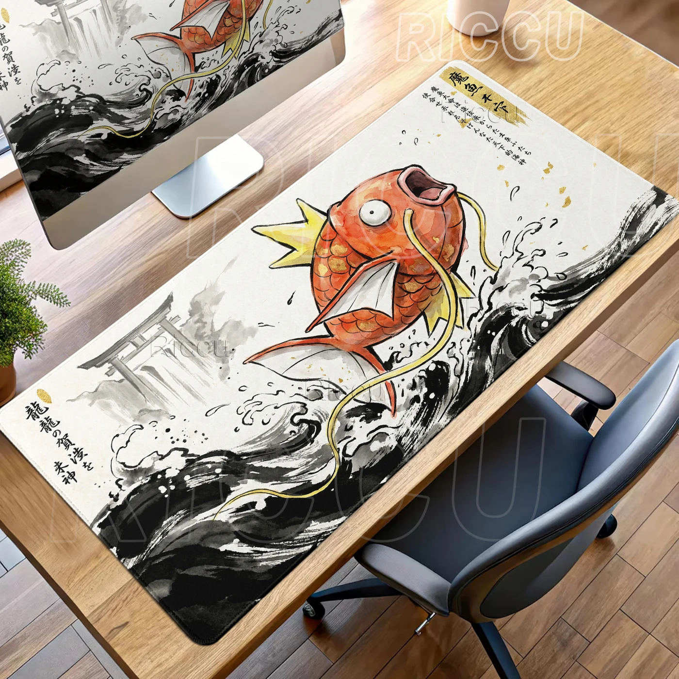 Black White Playpad Pokemon Cubone Magikarp Gengar Pc Cabinet Keyboard Mouse Pad Office Desk Mat Gaming Accessories Gamer Mats