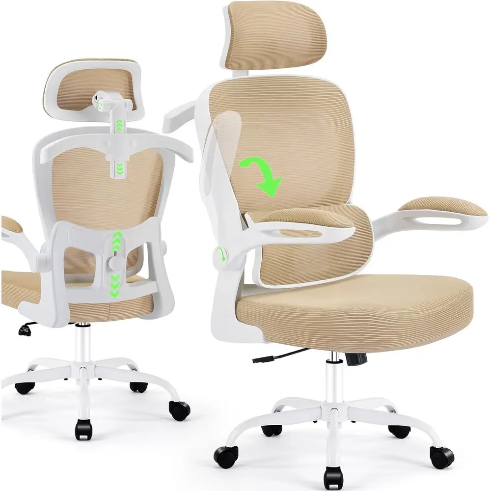 Ergonomic High-Back Mesh Desk Chair with Adjustable Lumbar Support, Swivel Rolling Computer Gaming Chair for Home or Office Use