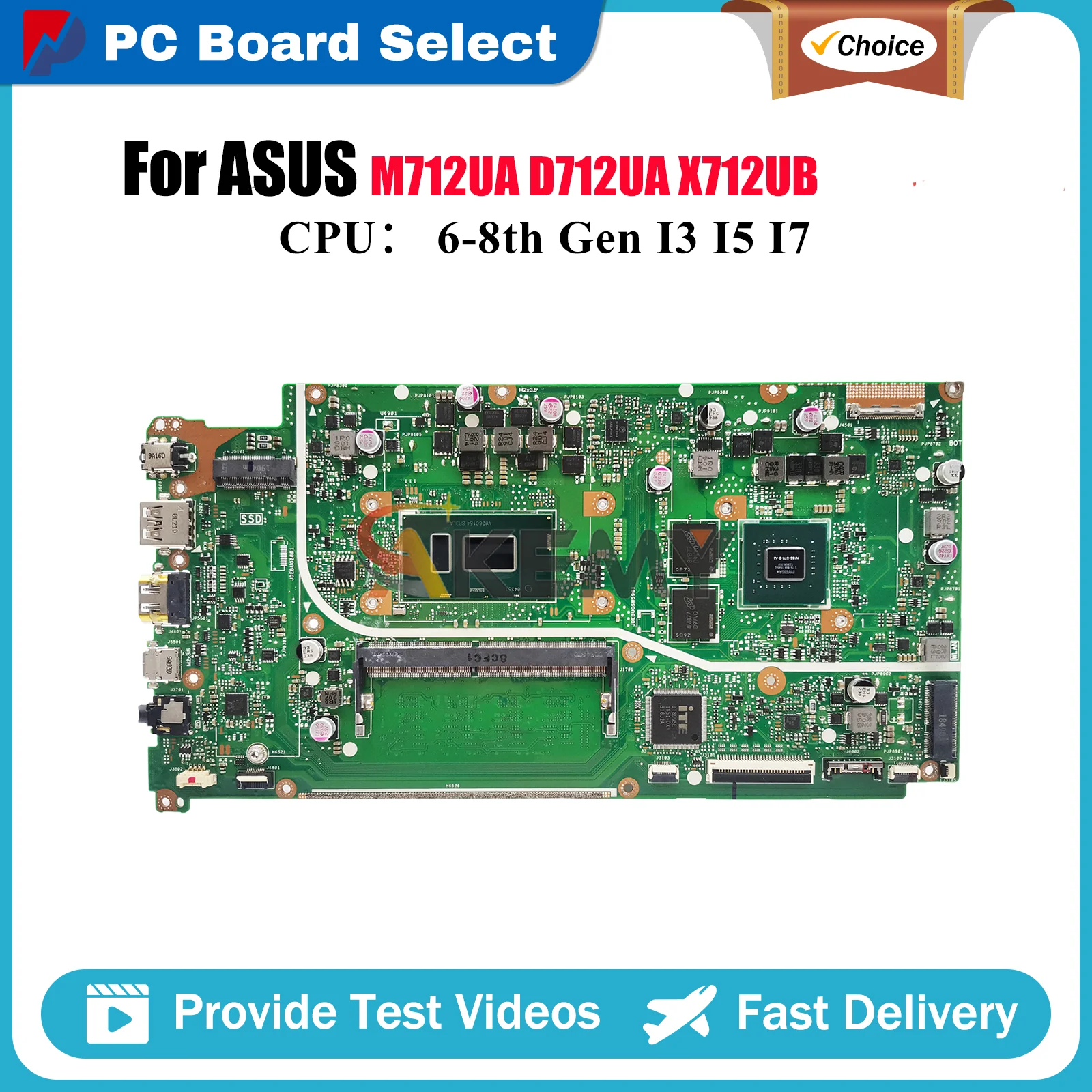 

X712UB Материнская плата для ноутбука ASUS VivoBook M712UA D712UA X712U X712UA Материнская плата для ноутбука с процессором I3 I5 I7 100% tests OK stk