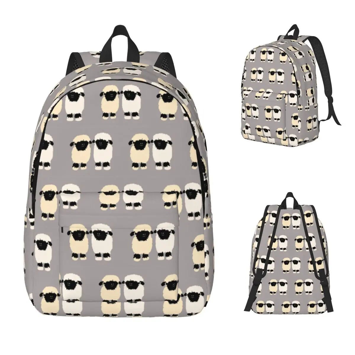 Valais Black Nose Sheep Friends Backpack Daypack Large Capacity Children BookBag School Bag Shoulder Bags for Men Women