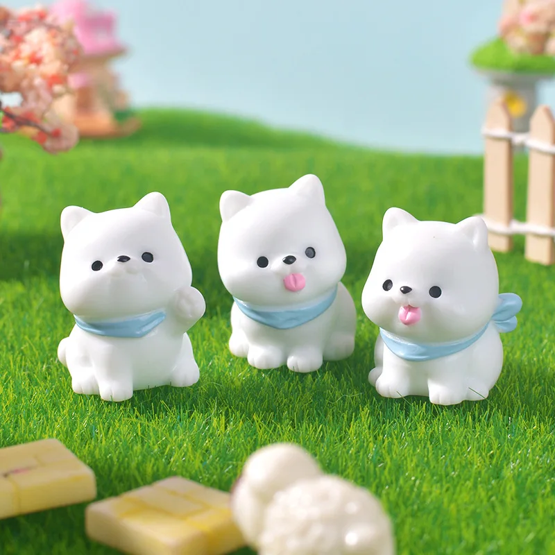 Conjunto de 4 Peças de Figuras de Cachorro em Estilo Anime, Mini Decoração de 2,6 e 2,8cm, Modelo Kawaii em Resina, Acessórios DIY, Brinquedos, Presen