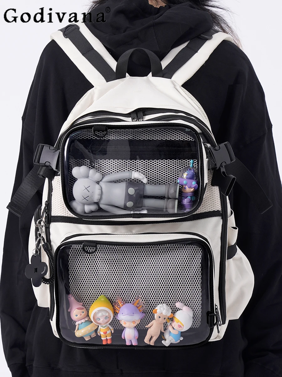 

College Style Japanese Ins Large Capacity Transparent Shoulder Pain Bag 10cm Cute Baby Bag Daily Commute Fashion Backpack