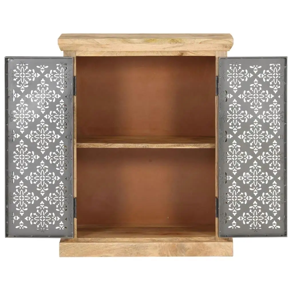 Elegante aparador de madera con puertas de acero - Gabinete de almacenamiento de 23,6 x 13,8 x 29,5 pulgadas