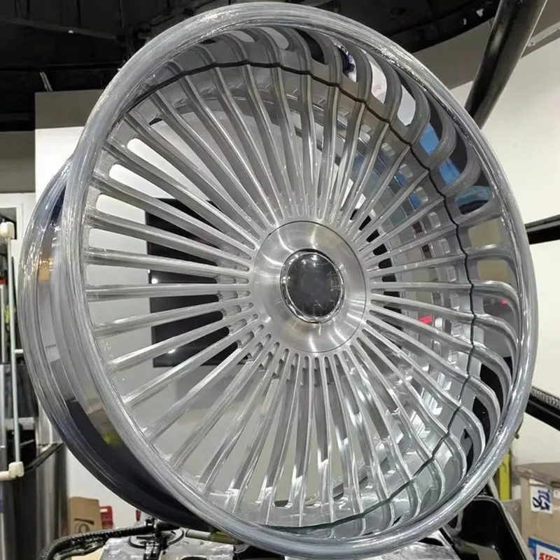 22-28 Inch 2-Piece Floating Cap Forged Wheels Deep Lip Silver Chrome Aftermarket Luxury SUV Passenger Car Rims