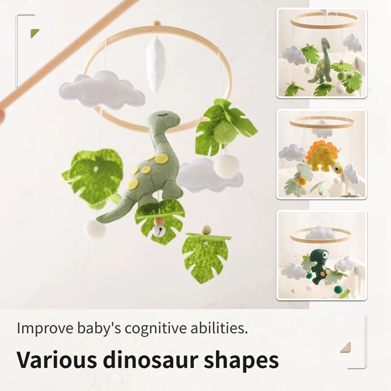 Cartoon Dinosaur Baby Rattles Toys 0-12 Months Newborn Musical Crib Bed Bell Mobile Toddler Rattles Carousel For Cots Kids Gift